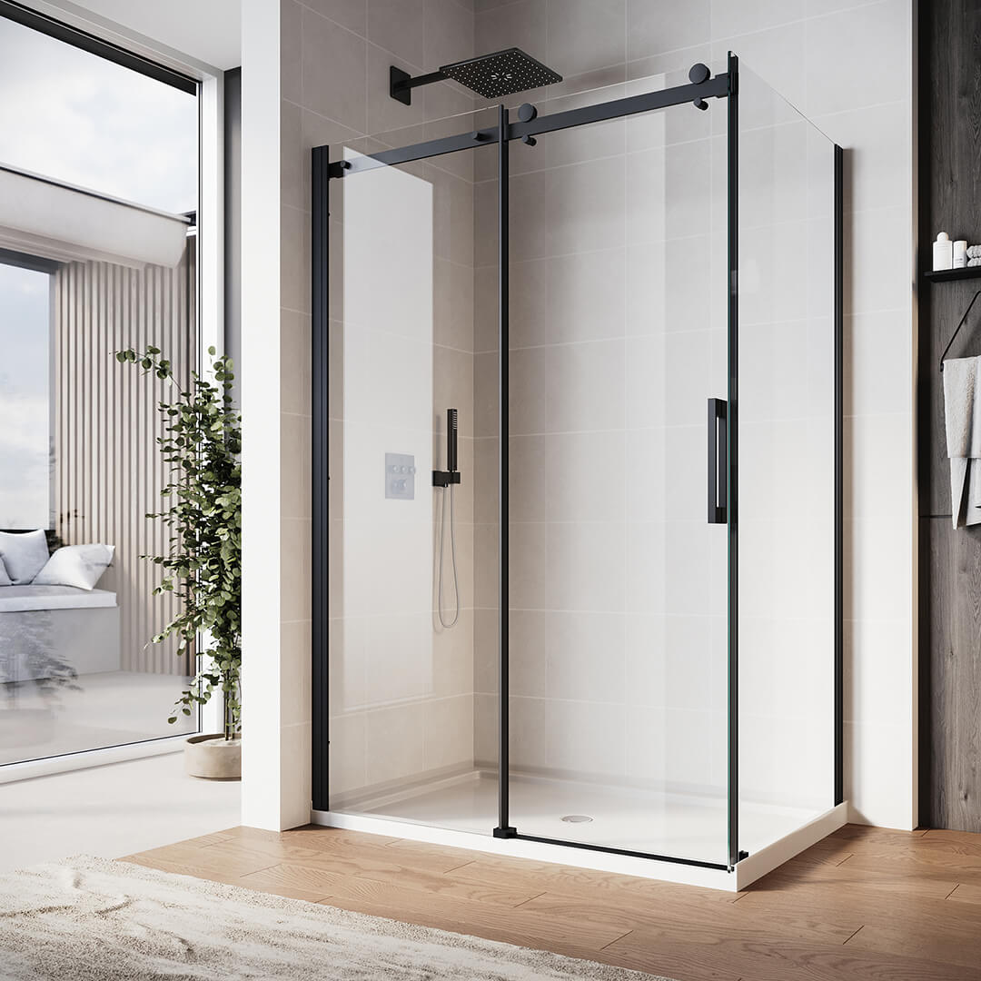 ELEGANT SHOWERS Frameless Sliding Shower Screens Luxury Bathroom Black - Elegant Showers AU