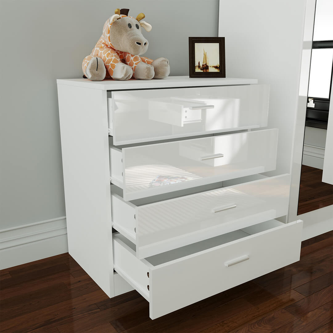 ELEGANT SHOWERS Four Drawer Bedside Table White - Elegant Showers AU