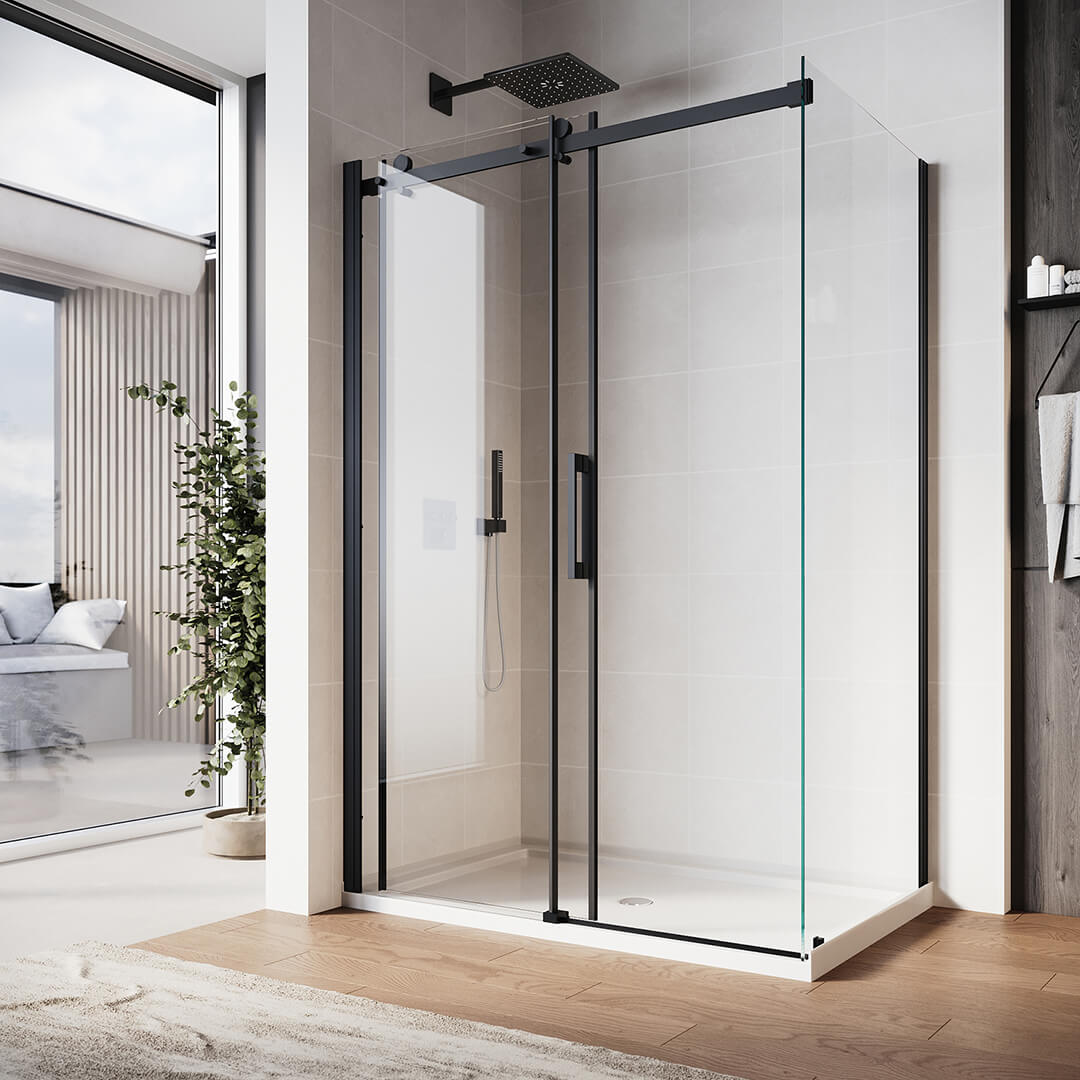 ELEGANT SHOWERS Frameless Sliding Shower Screens Luxury Bathroom Black - Elegant Showers AU