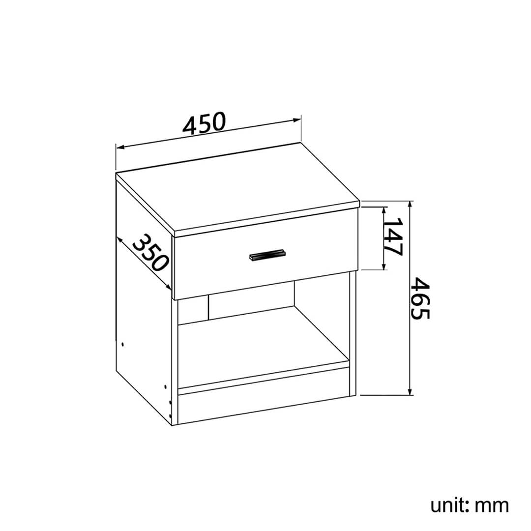 ELEGANT SHOWERS One Drawer Bedside Table Black&Brown - Elegant Showers AU