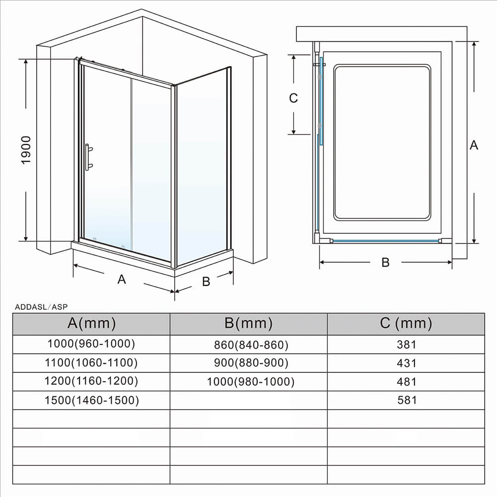 Black Framed 2 Panel Shower Enclosure Sliding Screen - Elegantshowers