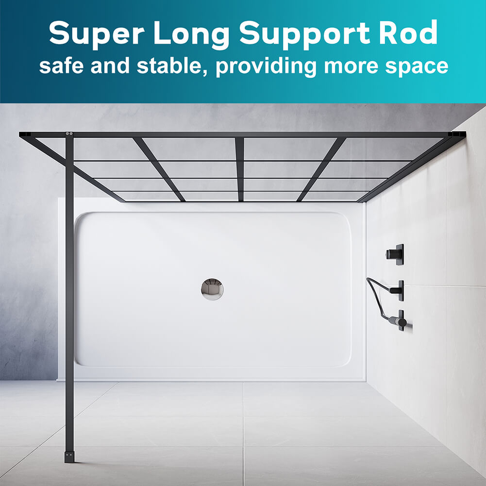 Black Framed Walk in Shower Screen 8mm Tempered Glass Fixed Panel 1000/1100/1200 - Elegant Showers AU
