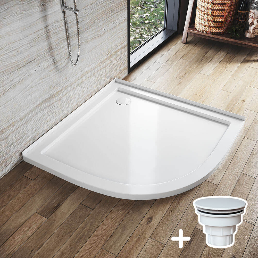 Shower Enclosure Base Tray Solid Curved Stone Resin - Elegant Showers AU