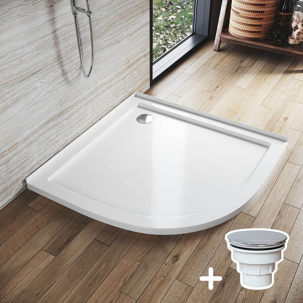 Shower Enclosure Base Tray Solid Curved Stone Resin - Elegant Showers AU