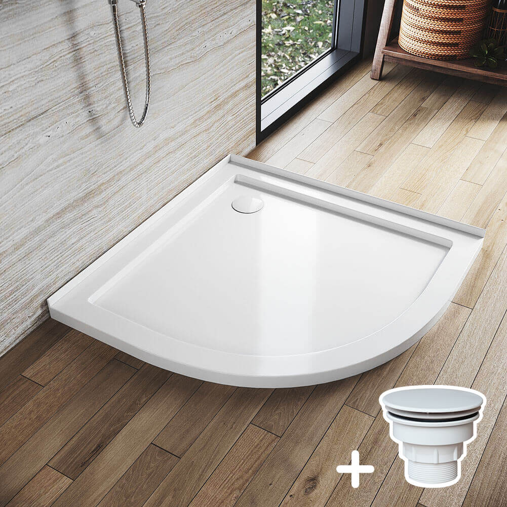 Shower Enclosure Base Tray Solid Curved Stone Resin - Elegant Showers AU