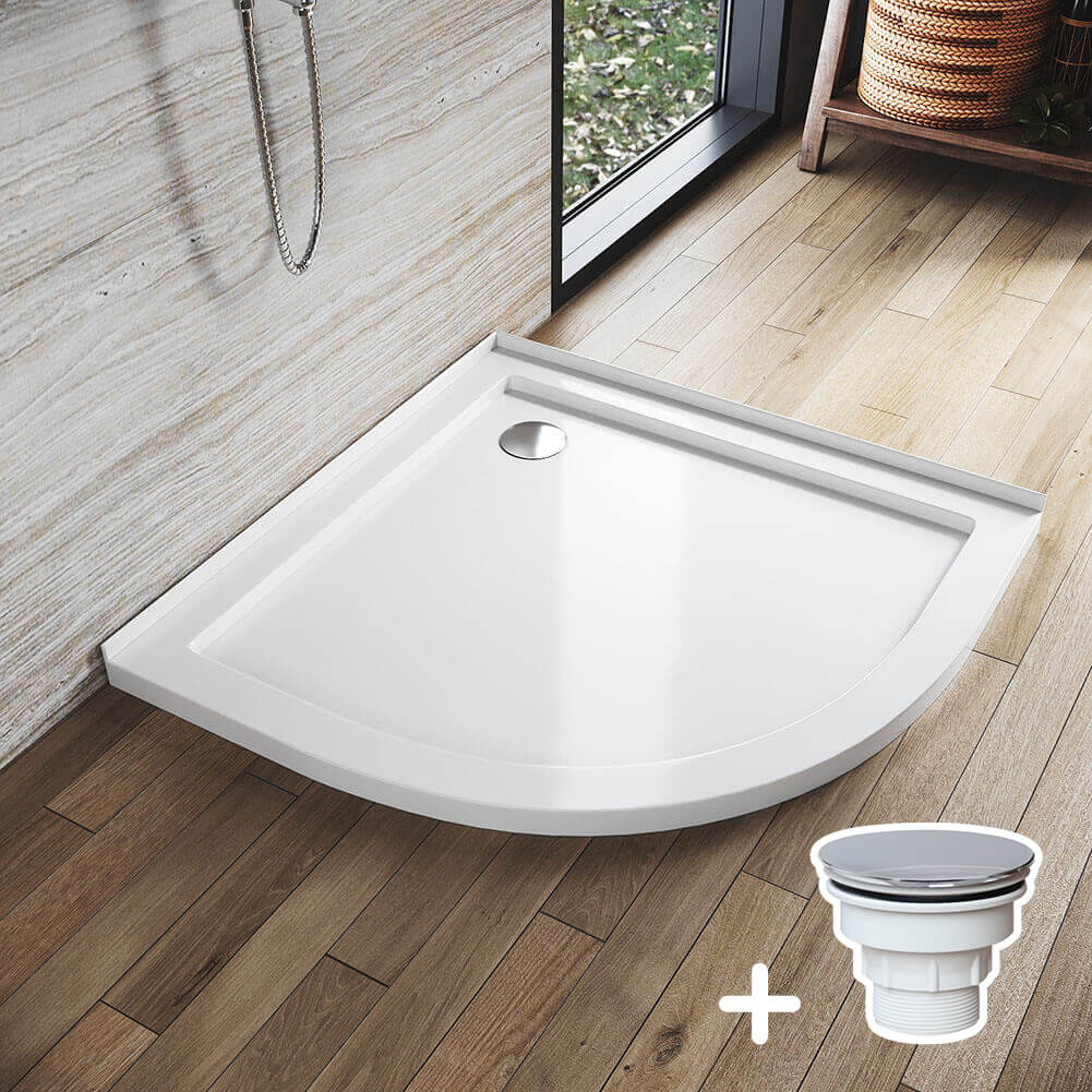 Shower Enclosure Base Tray Solid Curved Stone Resin - Elegant Showers AU