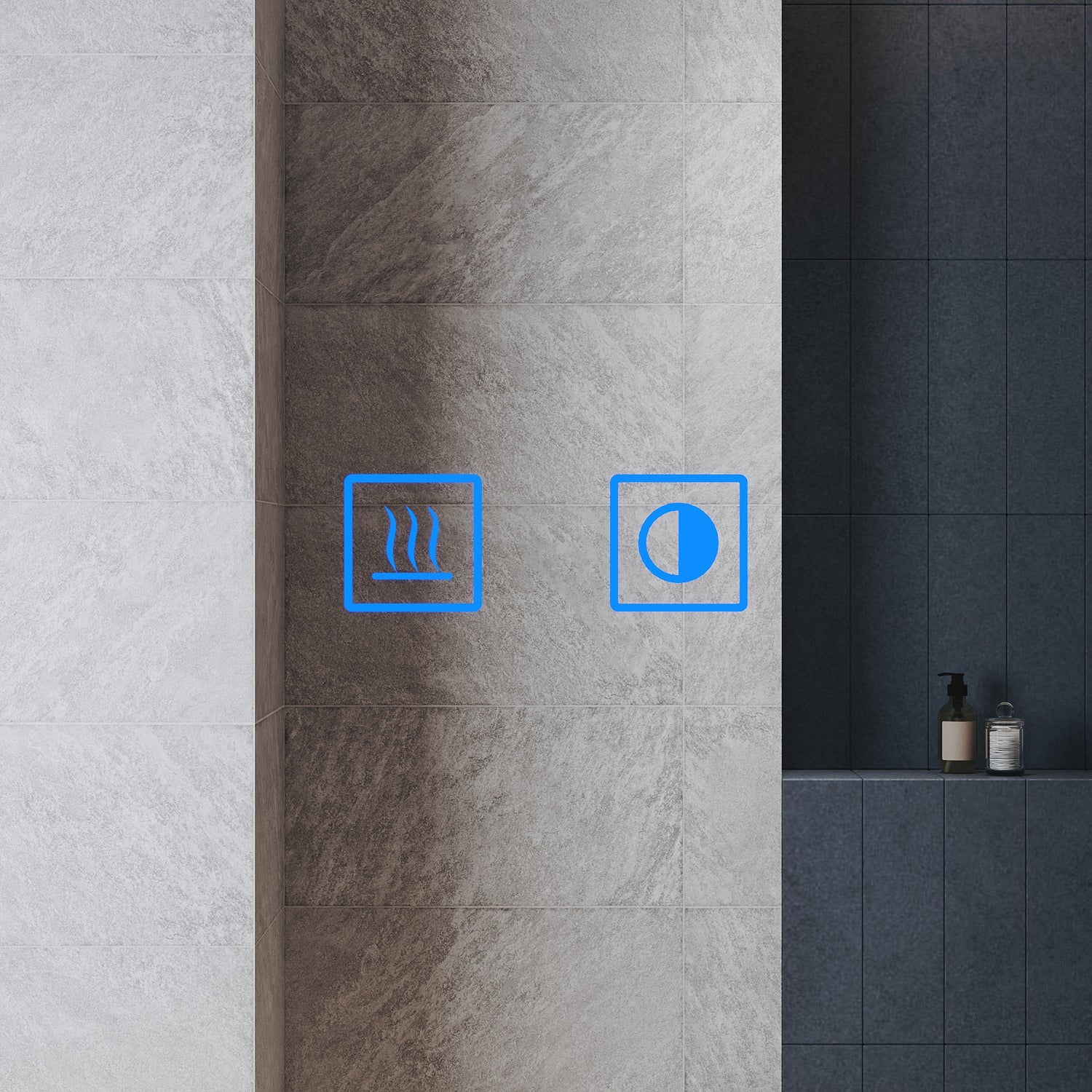 LED Bathroom Cabinet with Makeup Storage Shelf, color Hemp Black , 485x700x130mm