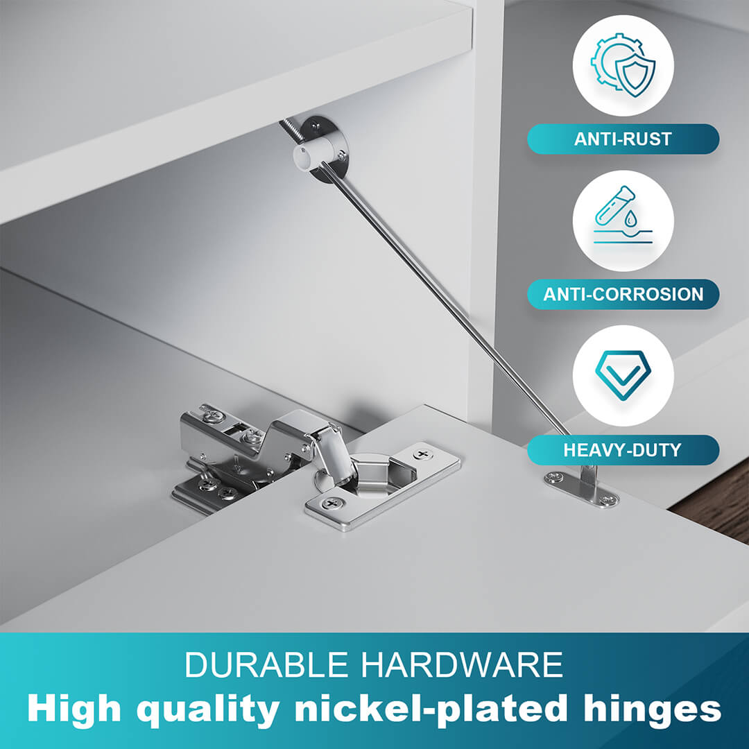 1600mm White TV Cabinet Entertainment Unit Stand with 1 open storage & 3 closed storage - Elegant Showers AU
