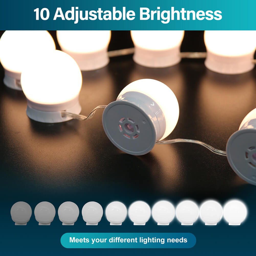 White Dressing Table Lighting Vanity Mirror Dresser Bedroom Furniture Makeup - Elegantshowers