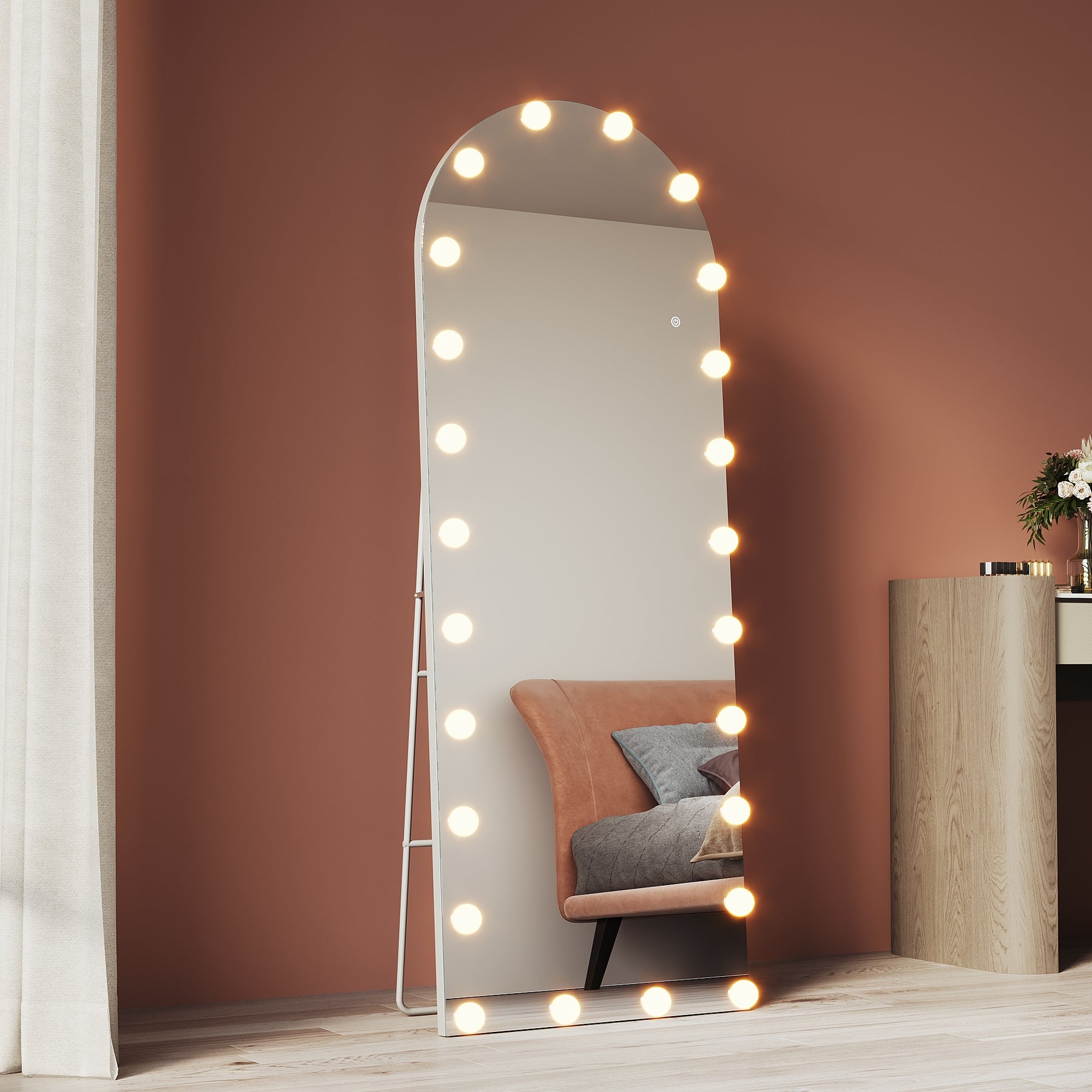 Arched LED Lighted Vanity Mirror with Mounting Bracket 1600x1600x35mm