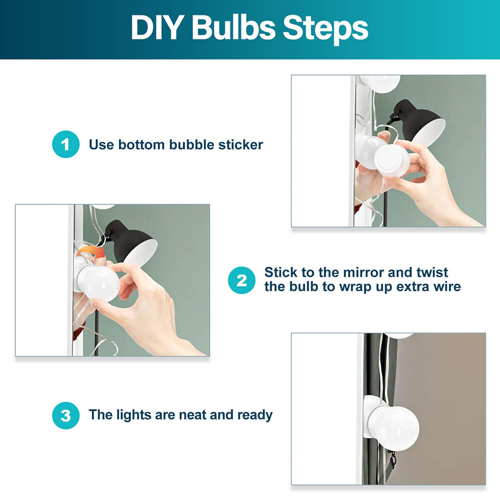 White Dressing Table Lighting Vanity Mirror Dresser Bedroom Furniture Makeup - Elegantshowers