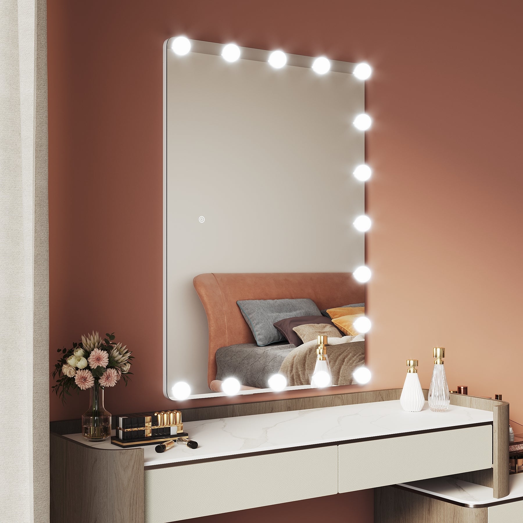 LED makeup mirror, 3 lighting modes with memory function, 1000x700x20mm