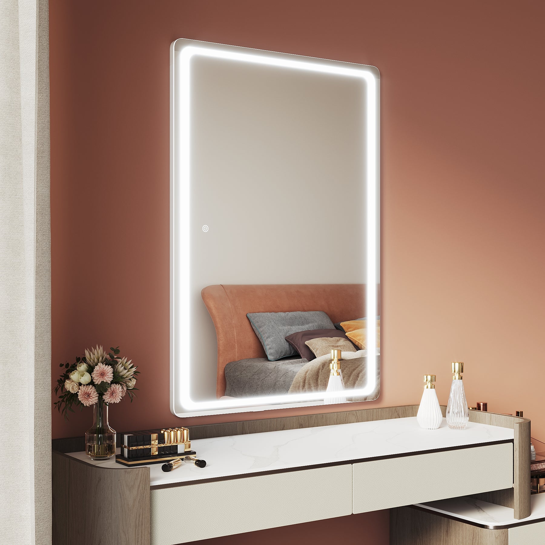 LED makeup mirror, 3 lighting modes with memory function, 1000x700x35mm