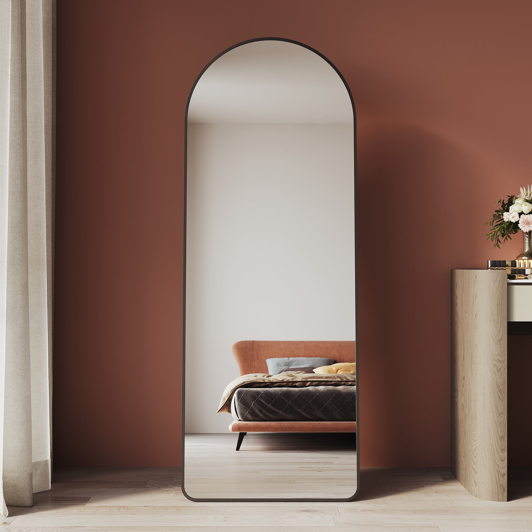 Arched makeup mirror without LED lights, with removable bracket 1600x530x28mm