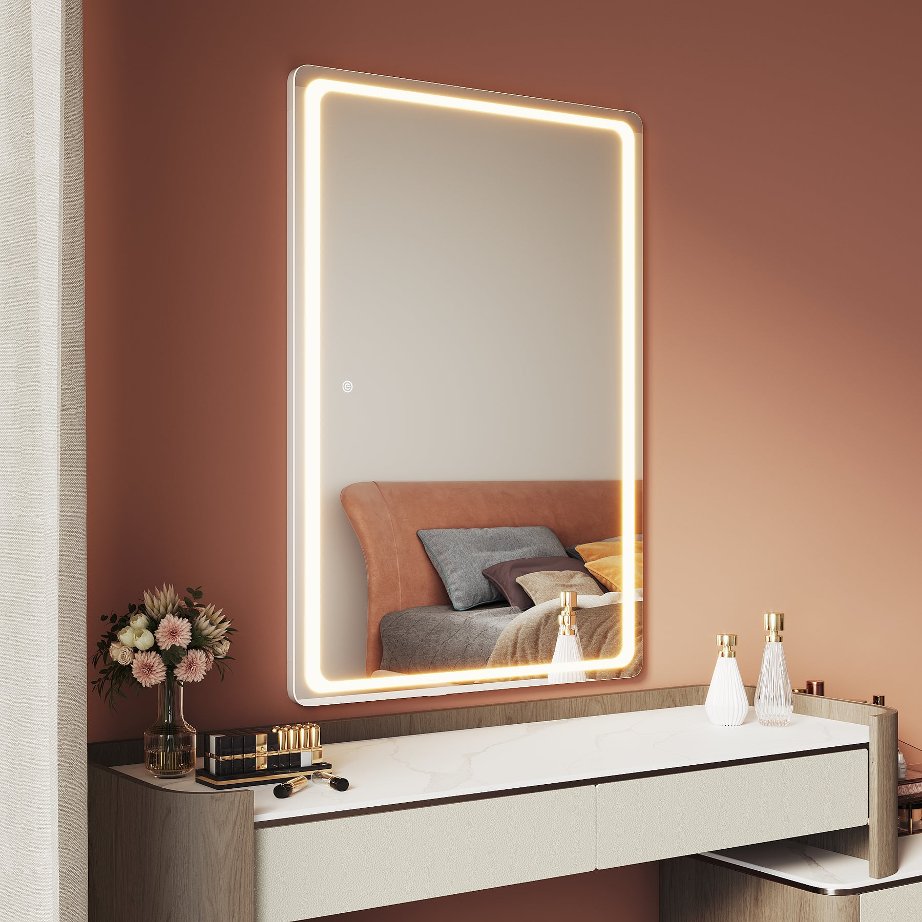 LED makeup mirror, 3 lighting modes with memory function, 1000x700x35mm