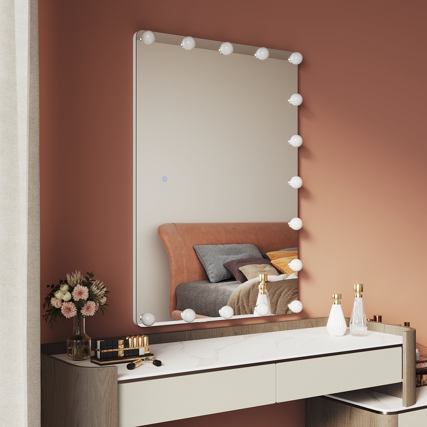 LED makeup mirror, 3 lighting modes with memory function, 1000x700x20mm