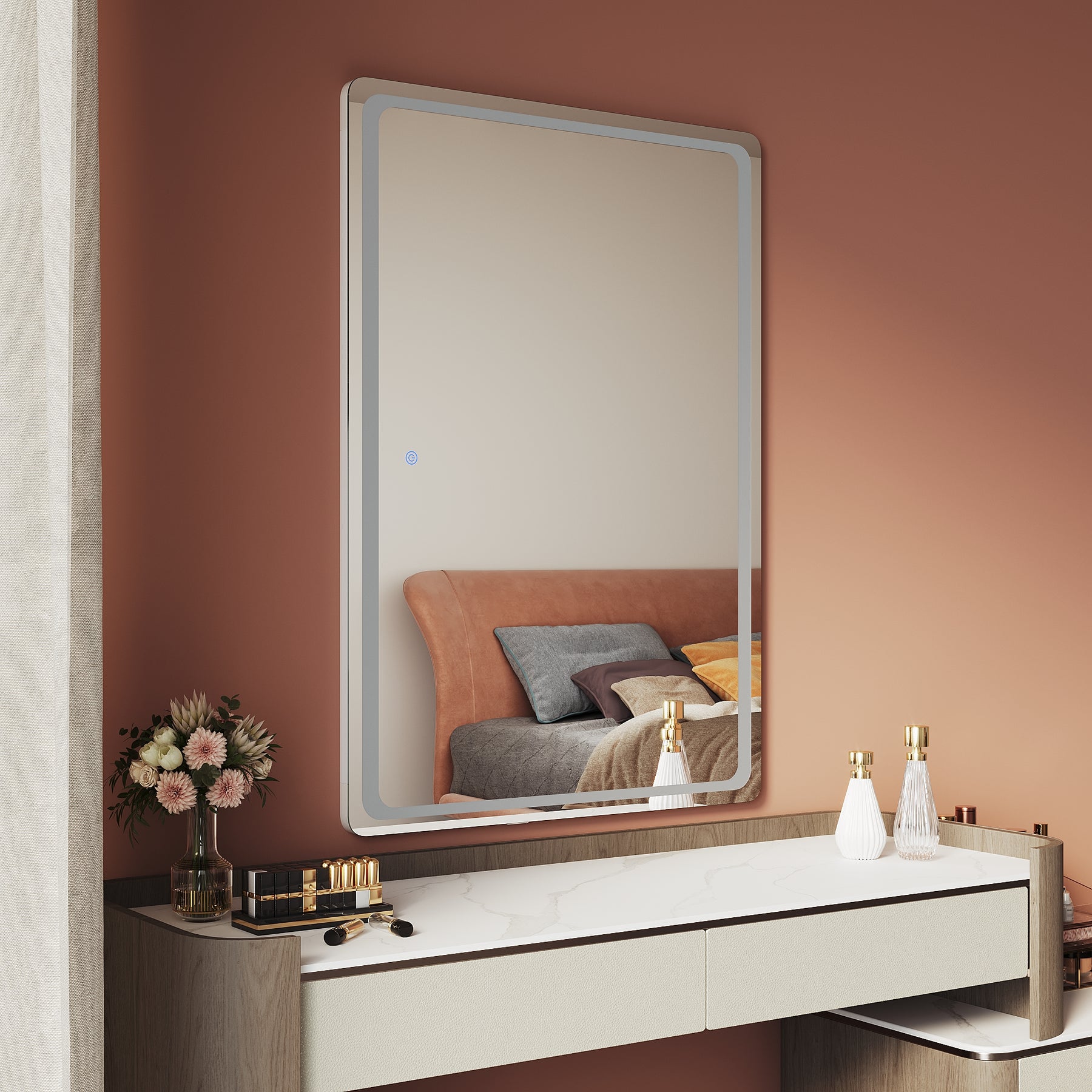 LED makeup mirror, 3 lighting modes with memory function, 1000x700x35mm