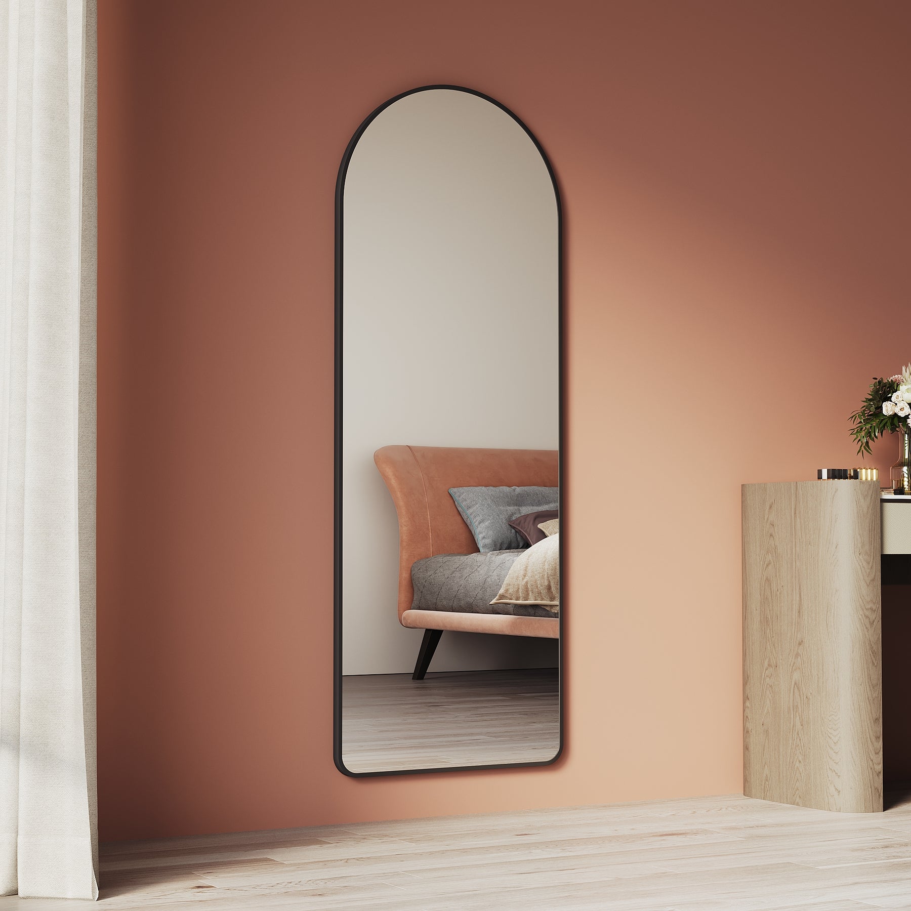 Arched makeup mirror without LED lights, with removable bracket 1600x530x28mm