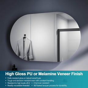 Oval Mirror Cabinet Medicine Shaving Bathroom Wall Hung or In-wall 1200x750mm - Elegantshowers