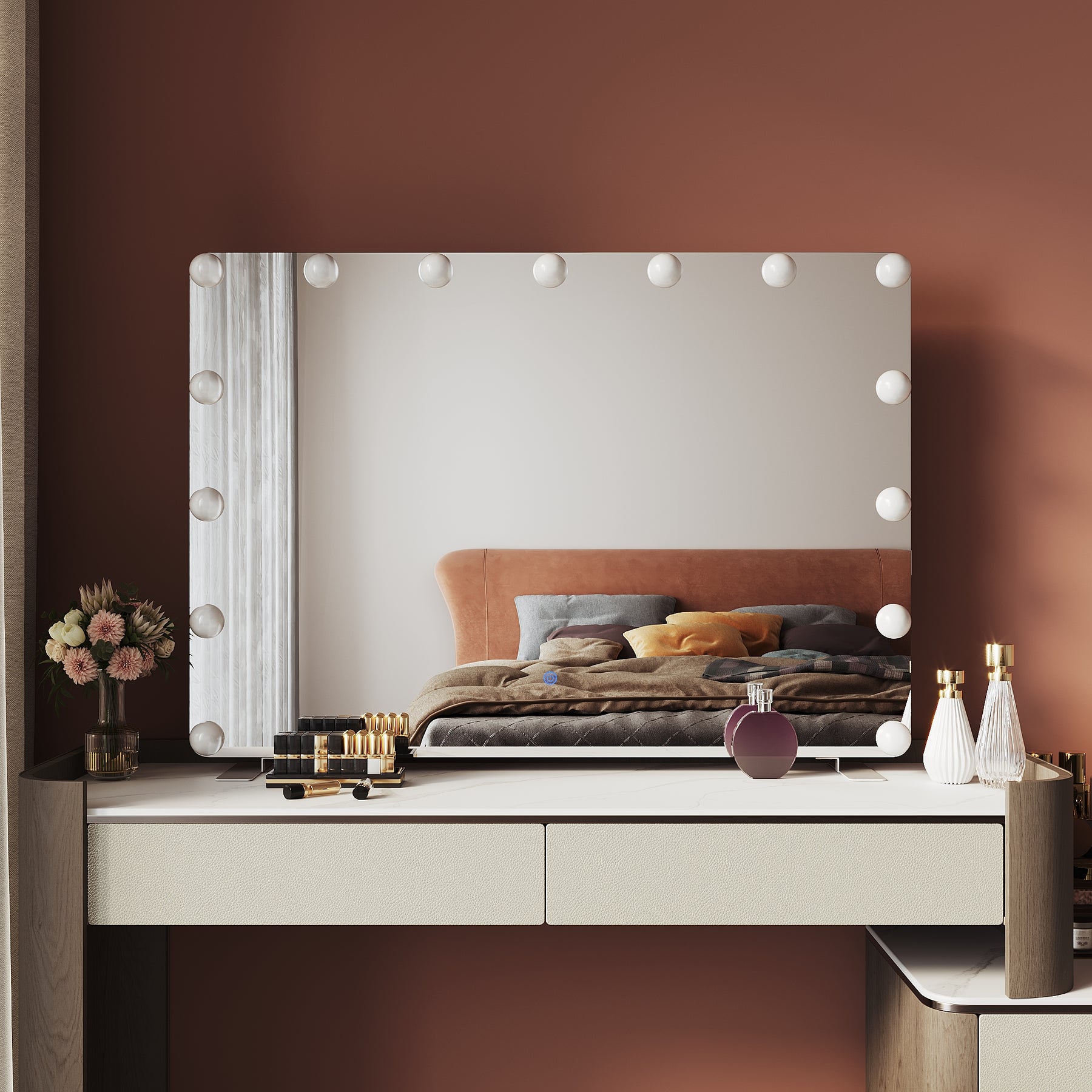 LED makeup mirror, 3 lighting modes with memory function, 1000x700x20mm