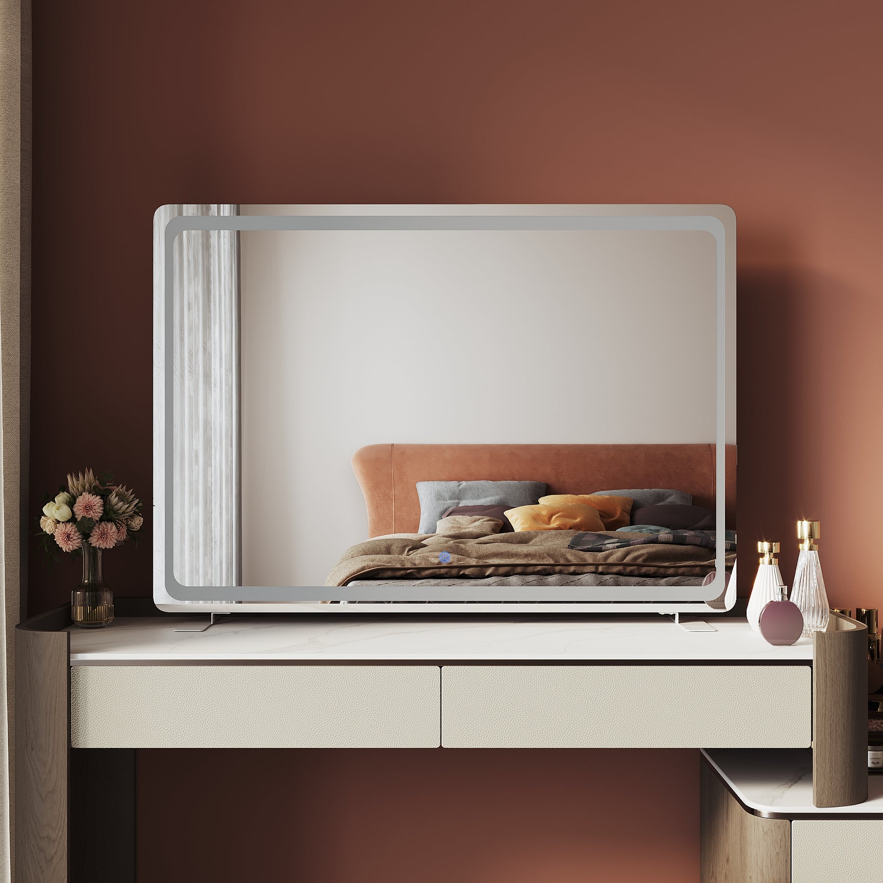 LED makeup mirror, 3 lighting modes with memory function, 1000x700x35mm