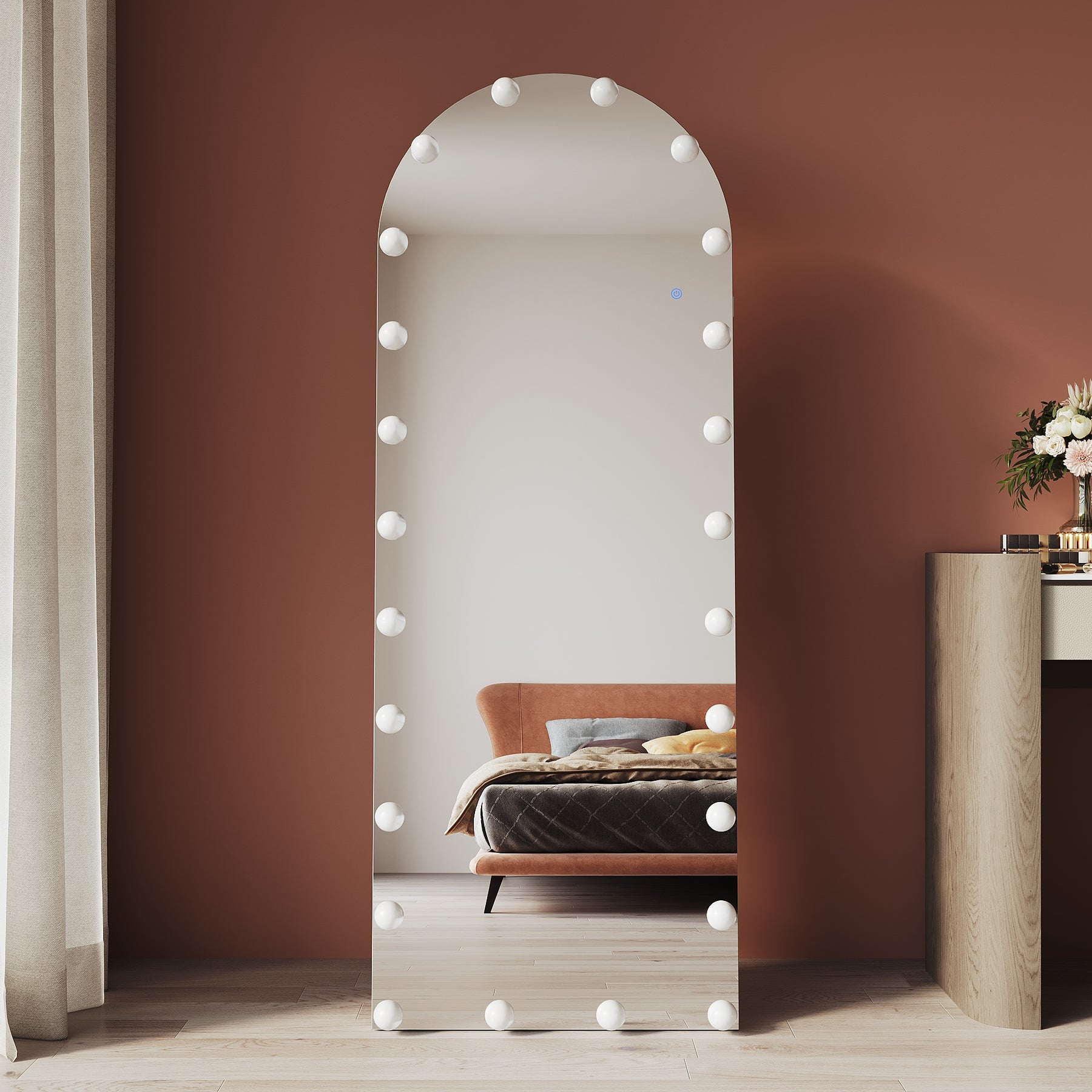 Arched LED Lighted Vanity Mirror with Mounting Bracket 1600x1600x35mm