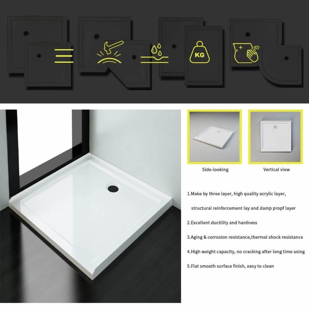 ELEGANT SHOWERS Rectangular Square Shower Screen Base Acrylic Various Sizes - Elegantshowers