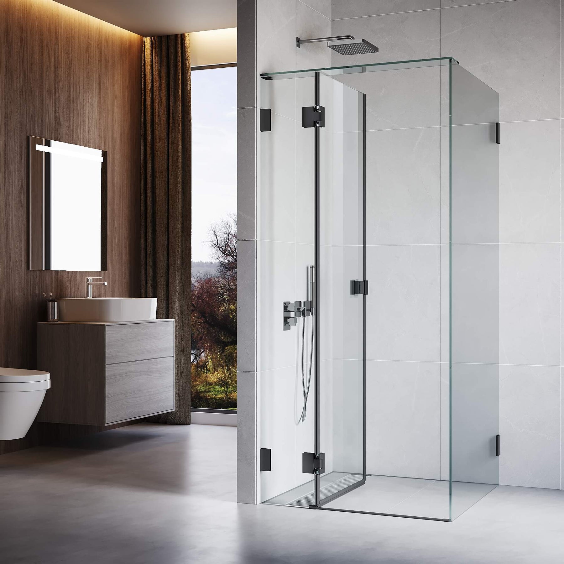 10mm Fully Frameless Shower Screen Enclosure Black