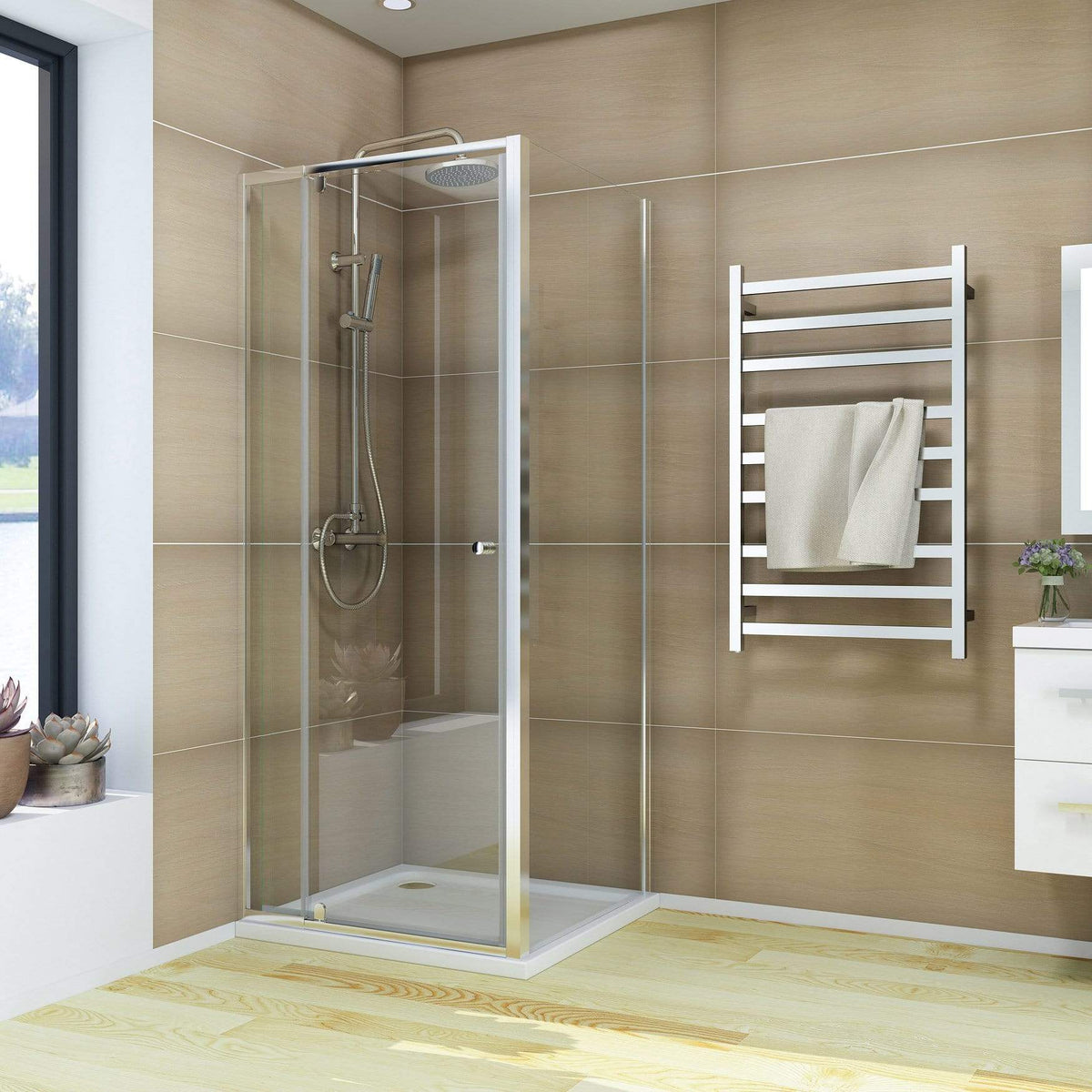 ELEGANT SHOWERS Semi-Frameless Pivot Shower Screen Cubical Adjustable - Elegantshowers