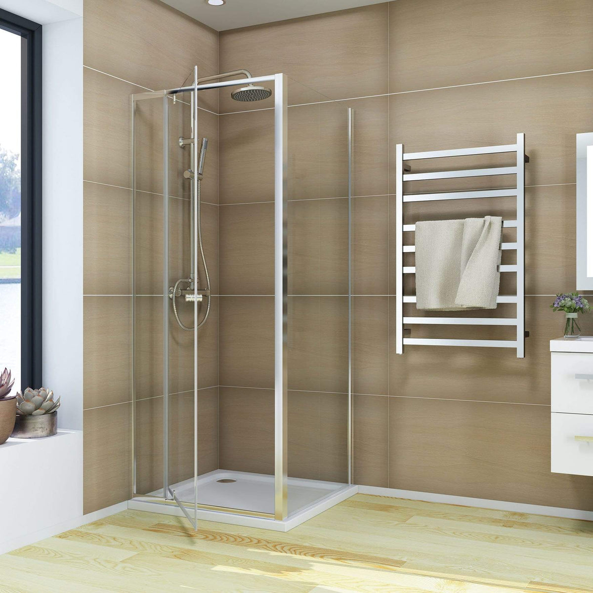 ELEGANT SHOWERS Semi-Frameless Pivot Shower Screen Cubical Adjustable - Elegantshowers