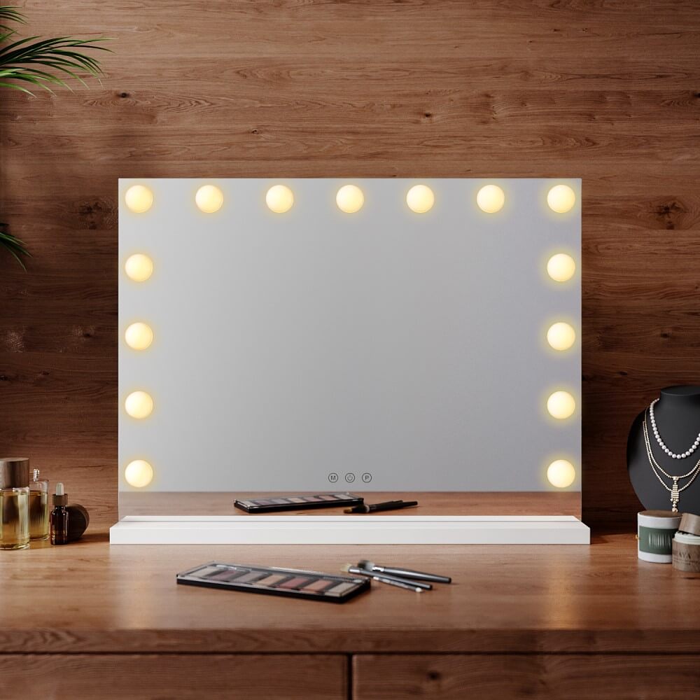 3 light modes with smart touch control make up mirror with lights yellow