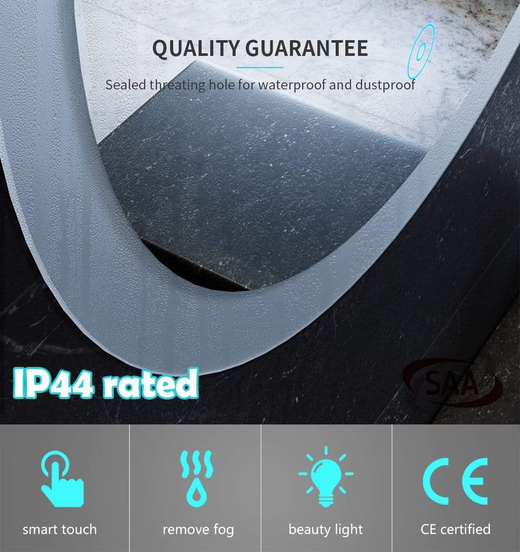 ELEGANT SHOWERS Round Bathroom Mirror LED Lighted Touch Switch Wall mounted Antifog - Elegantshowers