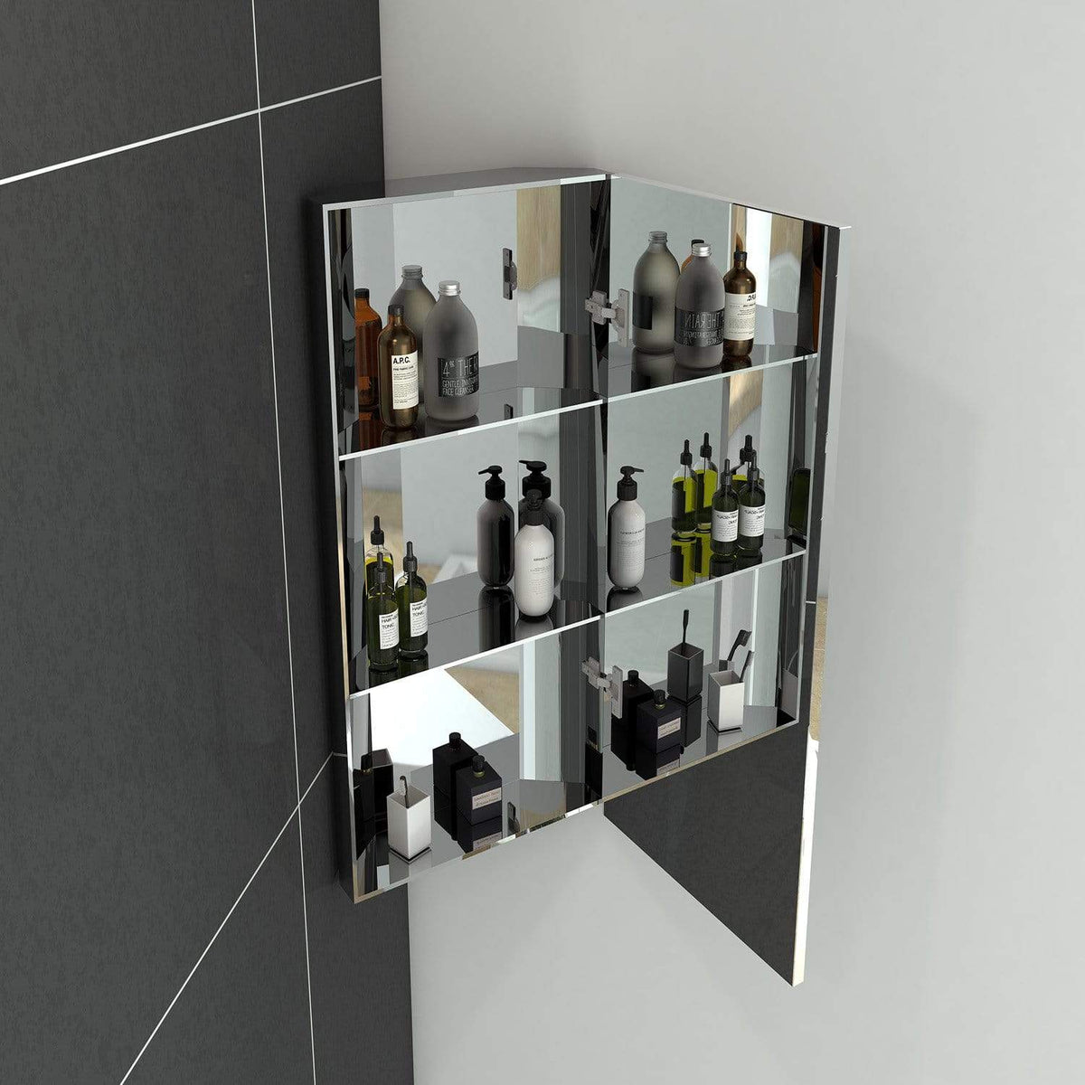 Bathroom Mirror Cabinet Vanity Shaving Storage Cupboard Wall Hung 350x670mm - Elegantshowers