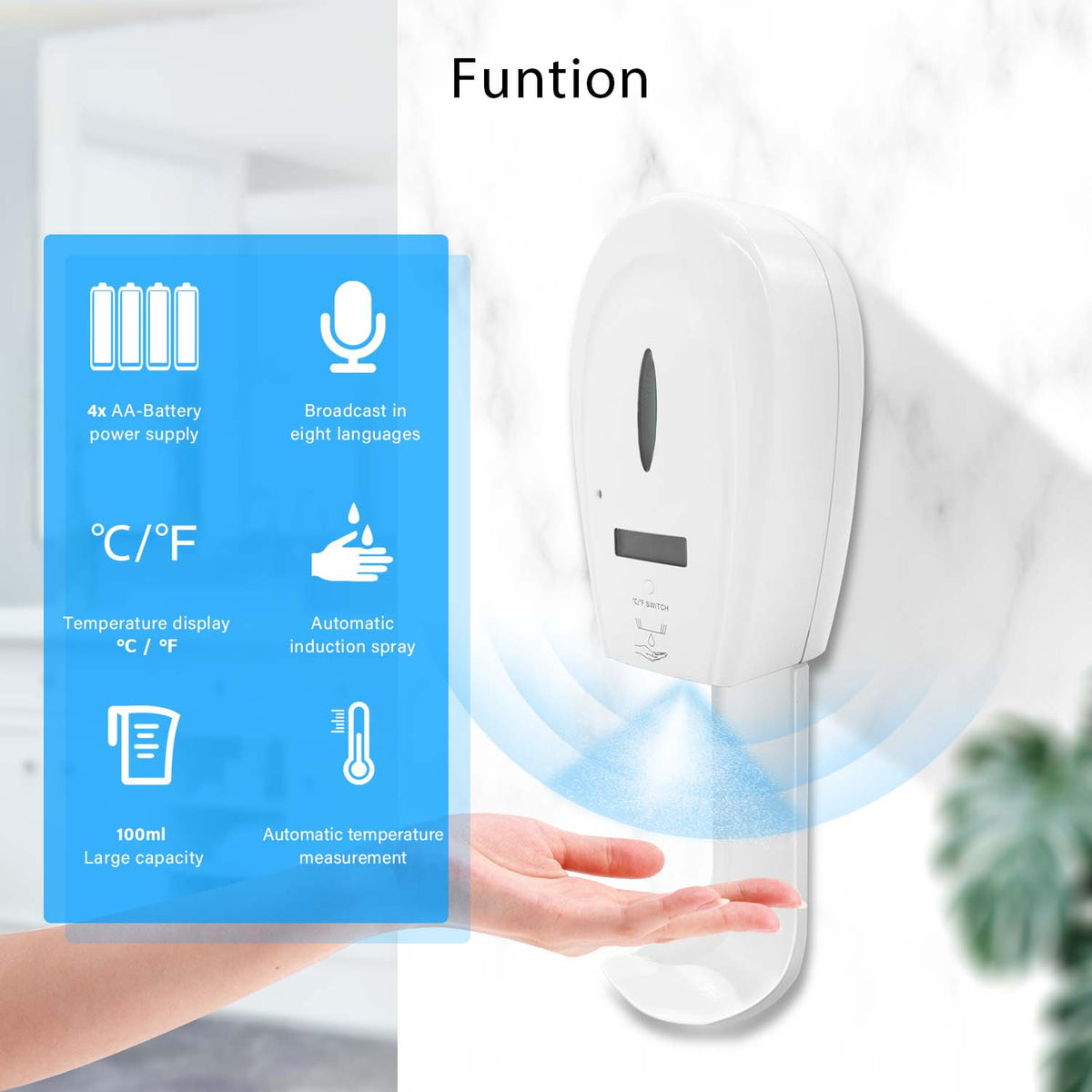 Soap/Alcohol Sanitizer Dispenser,Temperature display screen,Temperature measurement,Automatic Quick Spary,Alarm Warning - Elegantshowers