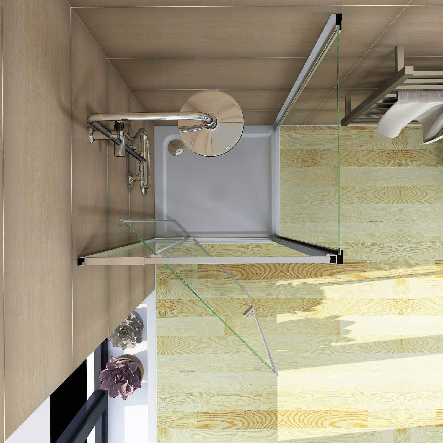 ELEGANT SHOWERS Semi-Frameless Pivot Shower Screen Cubical Adjustable - Elegantshowers