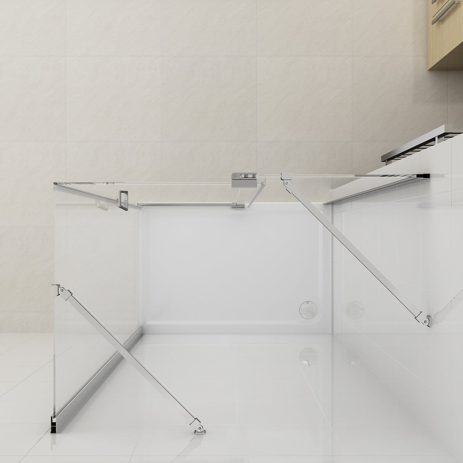 Fully Frameless Pivot Shower Screen Bathroom Cubical Safety Glass - Elegantshowers