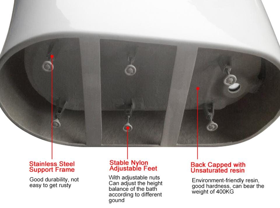 ELEGANT SHOWERS Bathroom Round Bath Tub Freestanding Acrylic-1500x700x600mm - Elegantshowers
