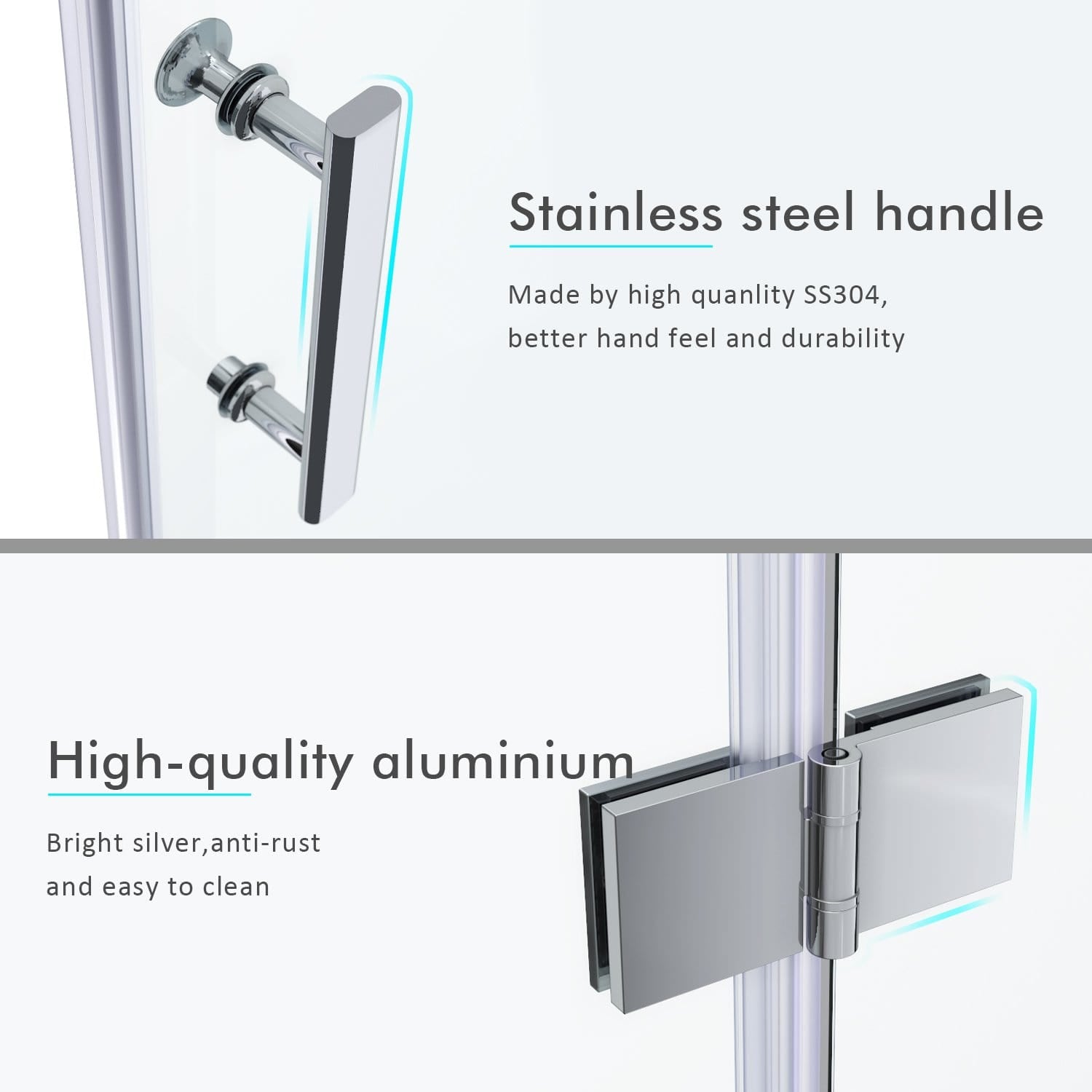 ELEGANT SHOWERS Frameless Bifold Pivot Shower Screen Shower Enclosure 860-1000mm Hnadle- Elegantshowers