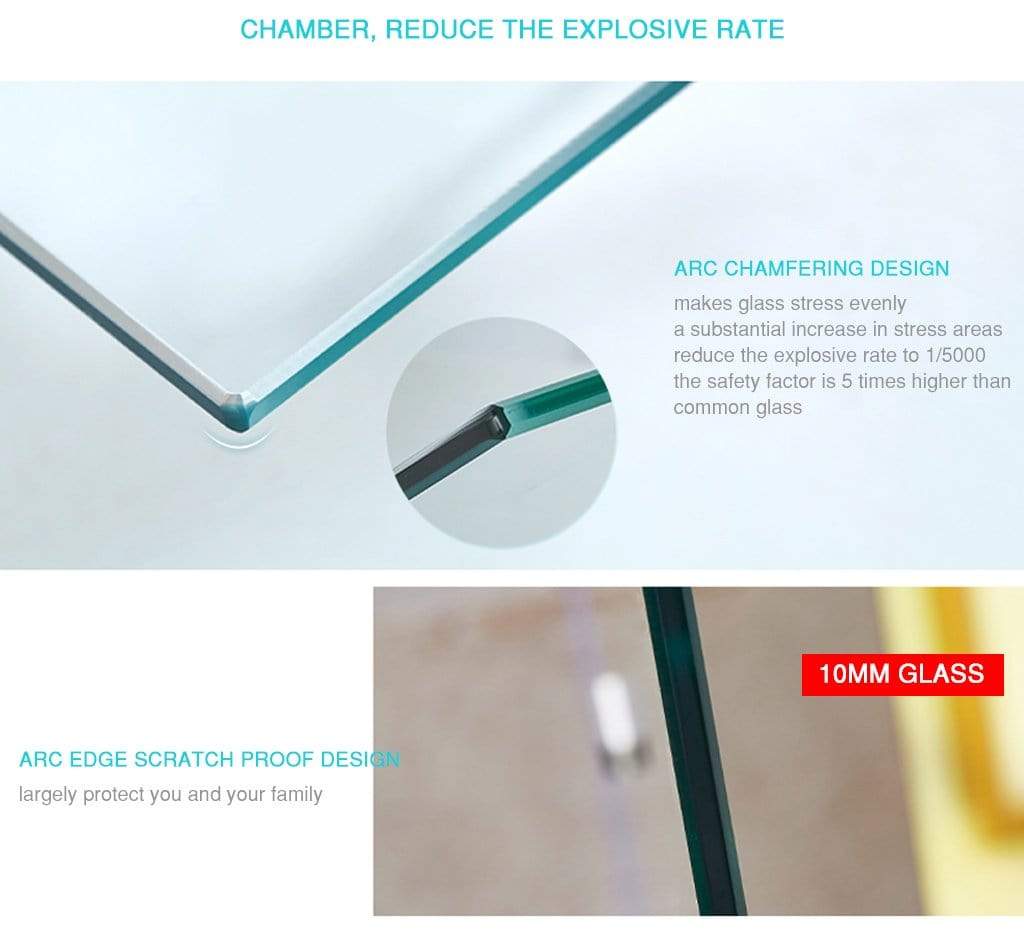 Elegant Showers Walk In Shower Frameless Screen Chrome Hardware Fixed Panel 10mm Toughened Glass - Elegantshowers
