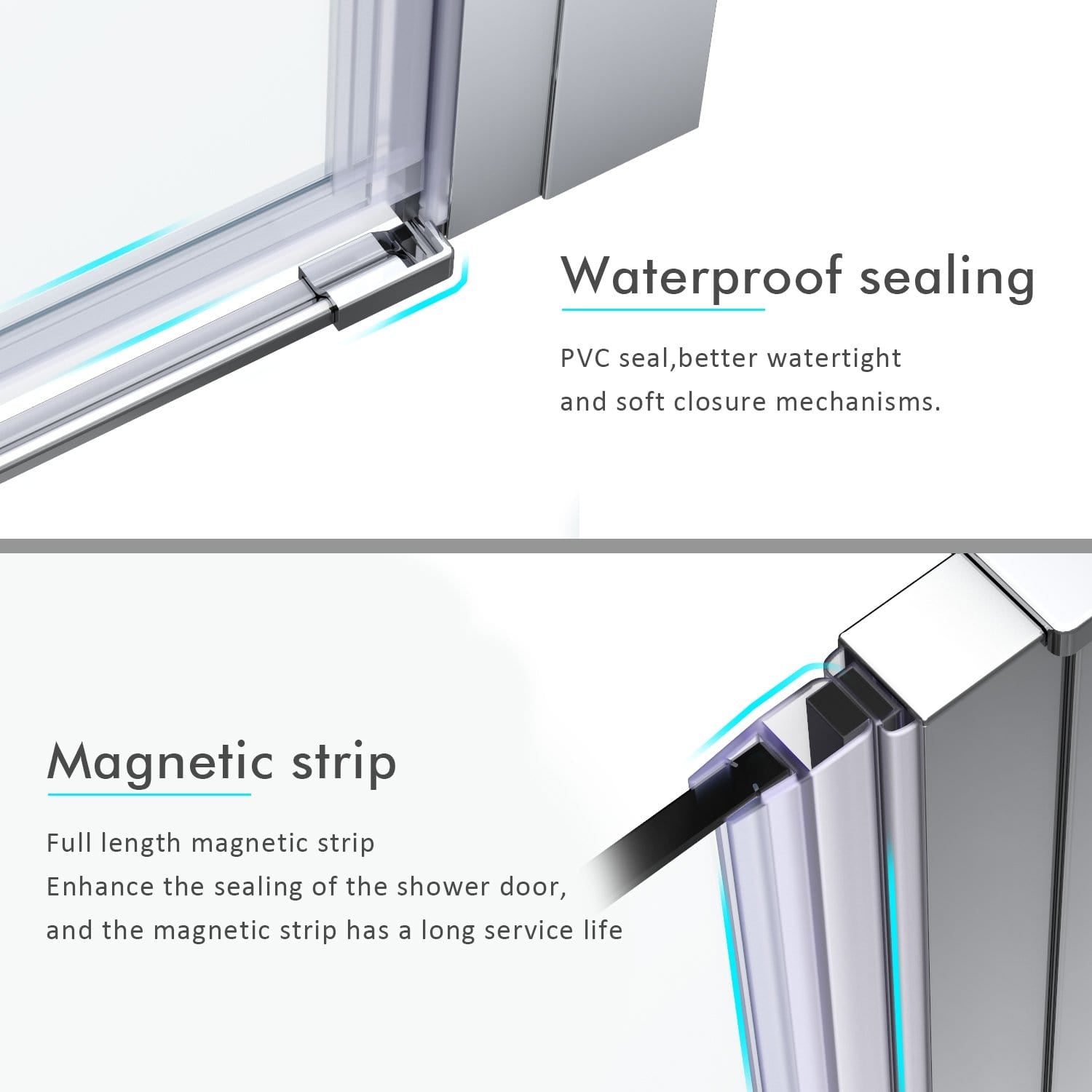 ELEGANT SHOWERS Frameless Bifold Pivot Shower Screen Shower Enclosure 860-1000mm Waterproof - Elegantshowers