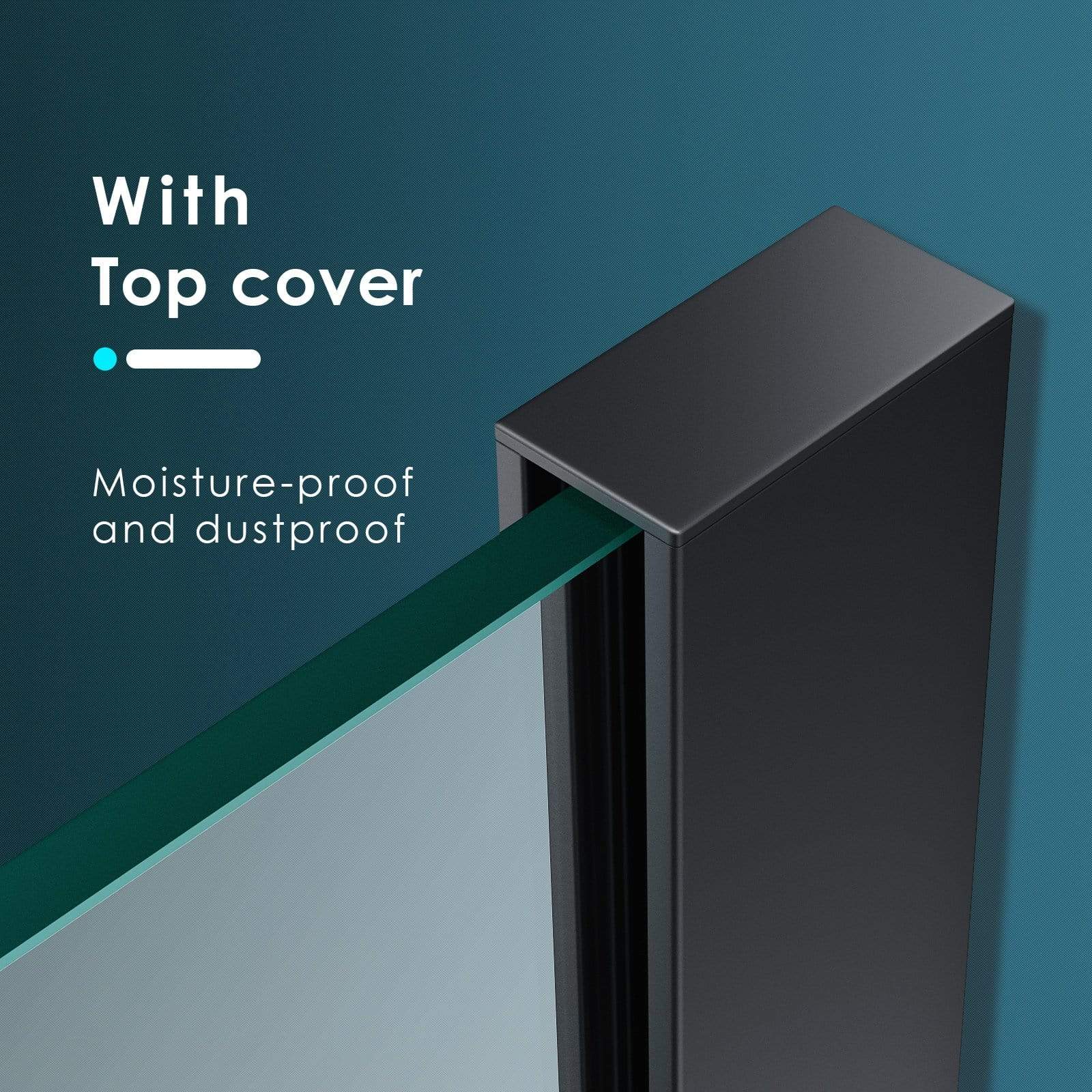 ELEGANT SHOWERS Walk In Shower Screen Black Hardware Enclosure With Top Cover