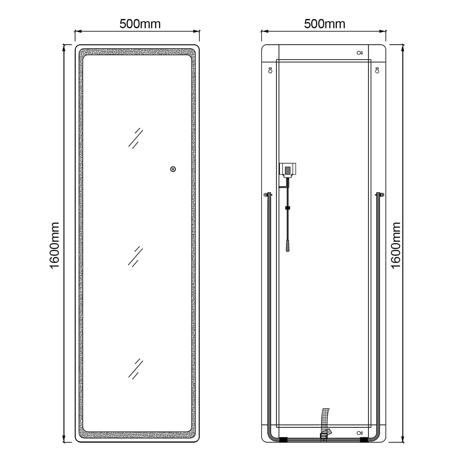 Elegant Dressing Mirror Standing Floor/Wall Mounted Hanging Round Corner 160x50cm - Elegantshowers