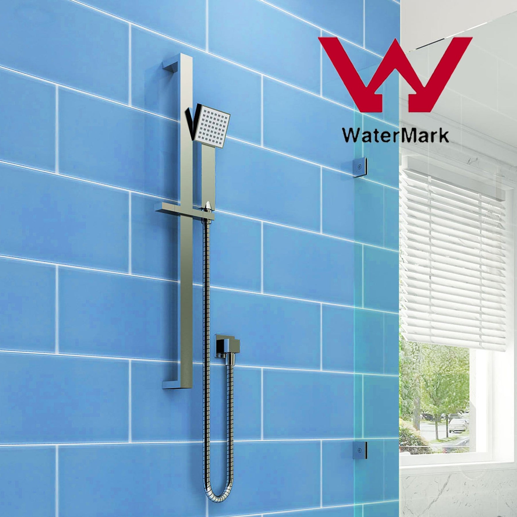 ELEGANT SHOWERS Square Hand Held Shower Head Spray Sliding Rail Set - Elegantshowers