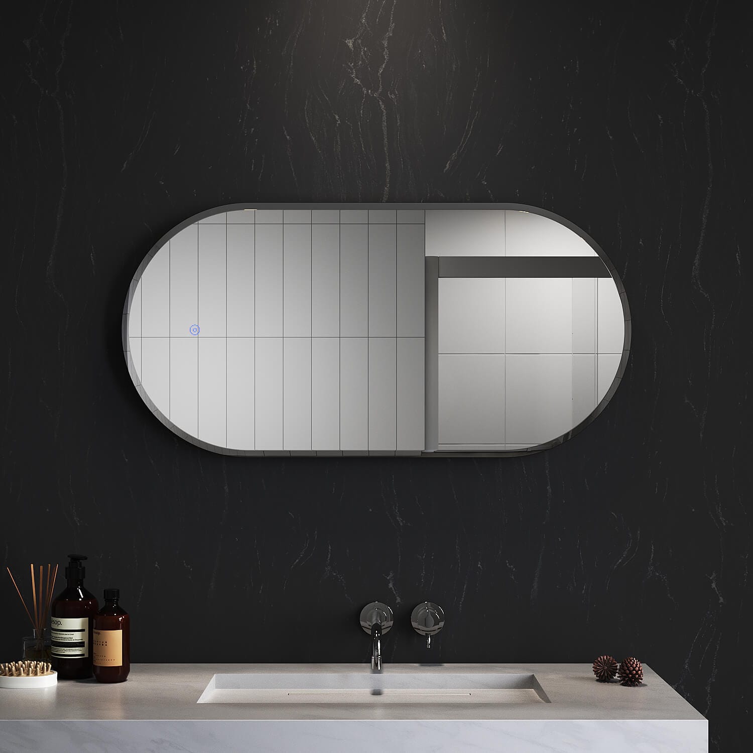 ELEGANT SHOWERS Anti-Fog Oval LED Illuminated Bathroom Mirror