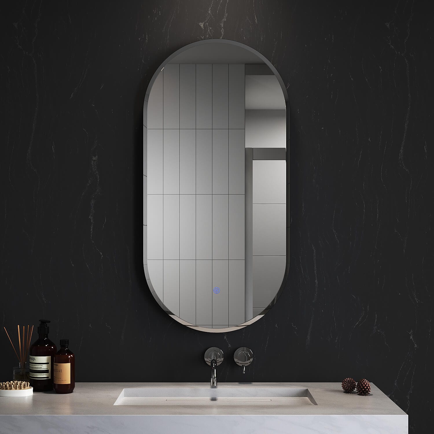ELEGANT SHOWERS Anti-Fog Oval LED Illuminated Bathroom Mirror
