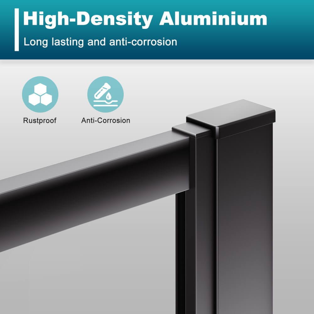 Elegant Showers Semi-Frameless Shower Screen Pivot Door Adjustable Black - Elegantshowers