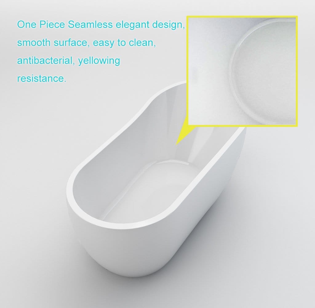 ELEGANT SHOWERS Bathroom Round Bath Tub Freestanding Acrylic-1500x700x600mm - Elegantshowers