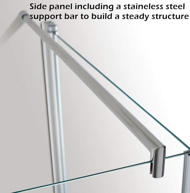 ELEGANT SHOWERS Frameless Pivot Shower Door 180 Swing Support Bar- Elegantshowers