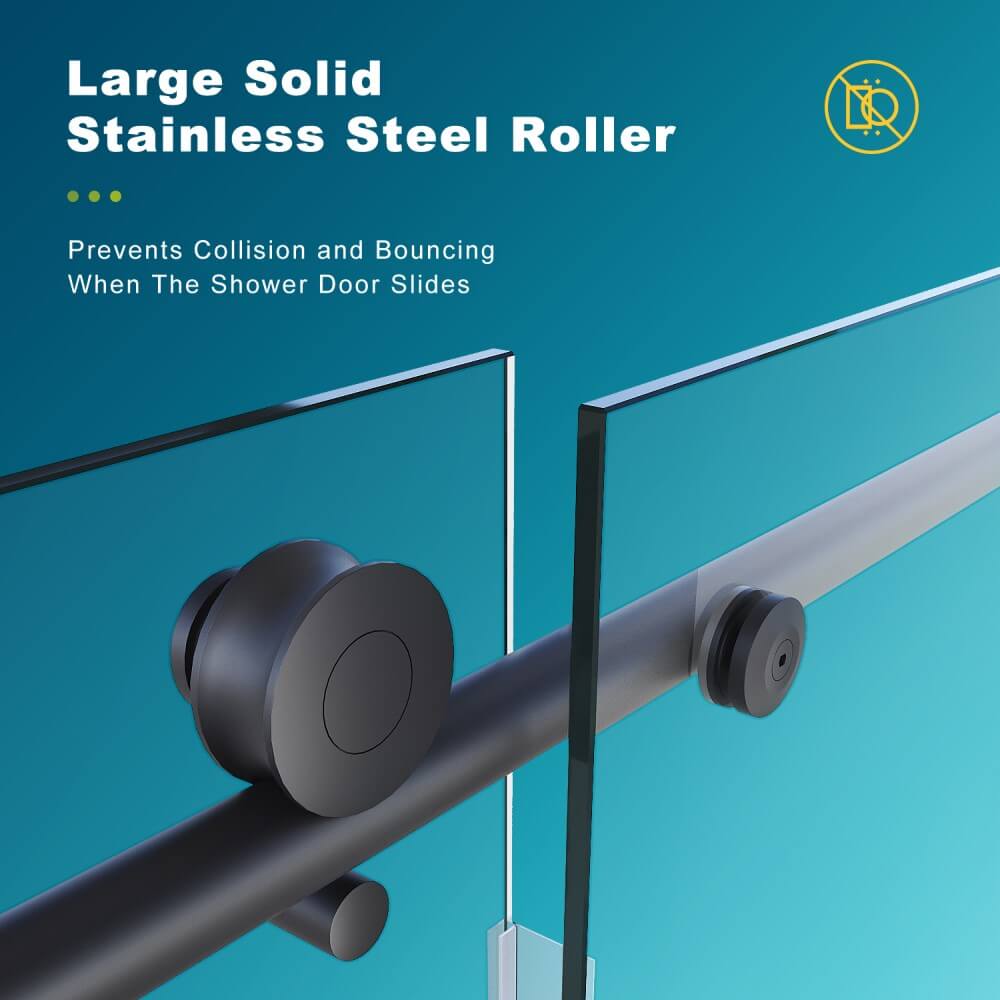 black frameless sliding shower door with 10mm glass dimensions detail 6