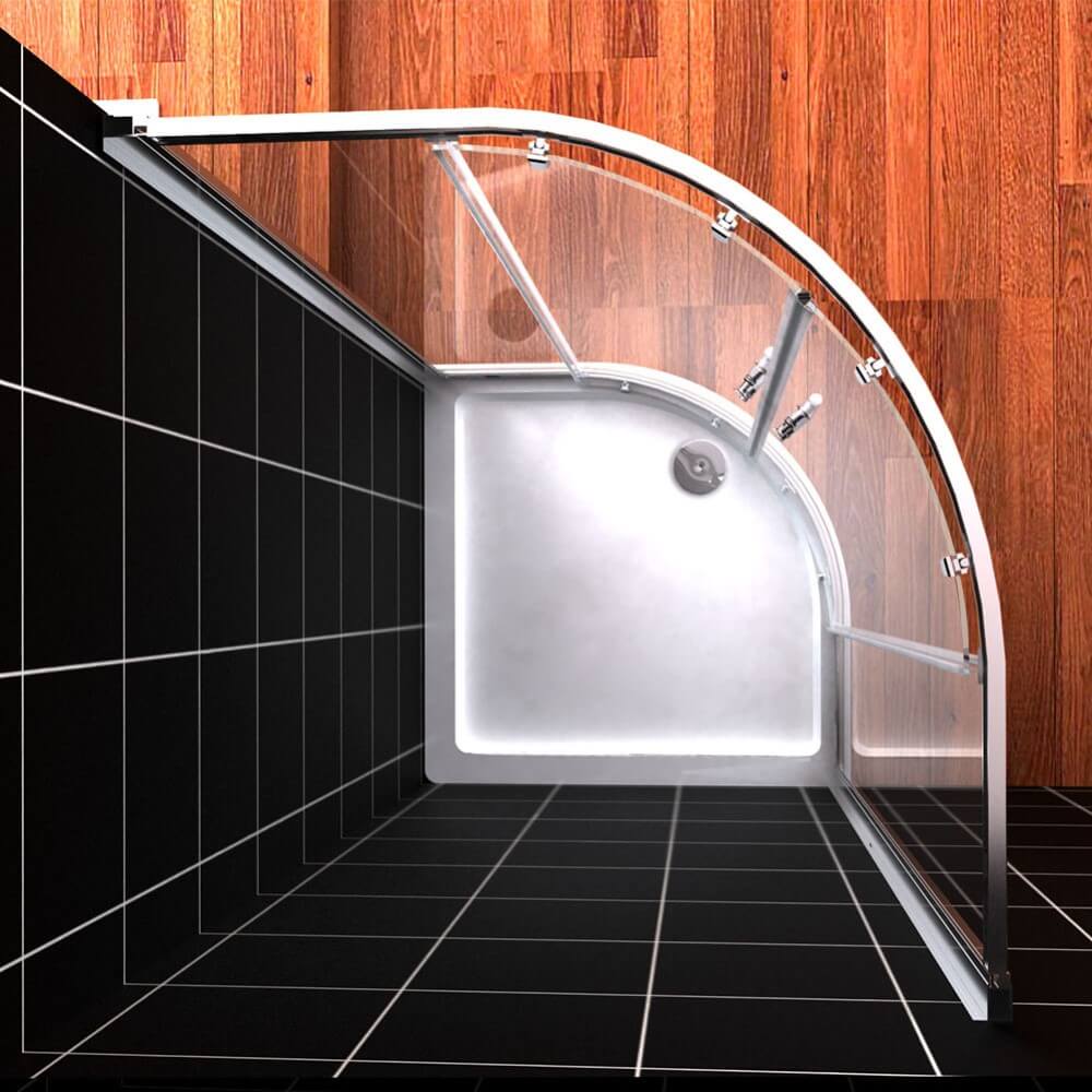 Curved Silver Framed Sliding Shower Screen Enclosure - Top View